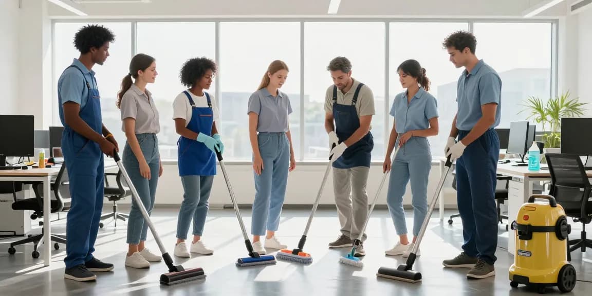Reinigungsfirmen in Bern team collaborating on efficient cleaning strategies in a modern office.
