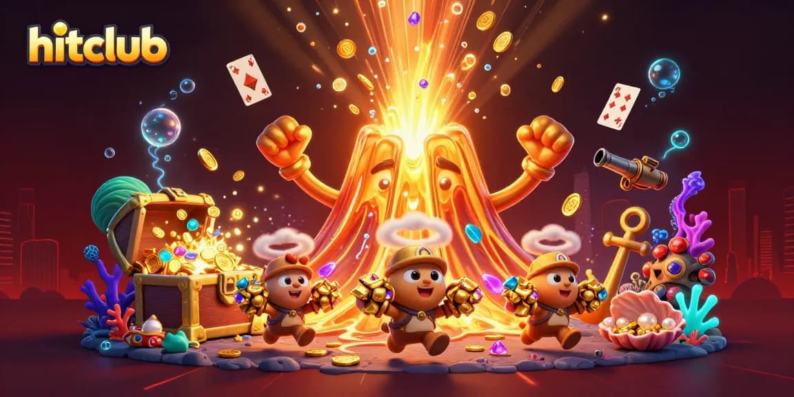 Experience hitclub's thrilling games as tiny explorers flee with treasures from a golden volcano.