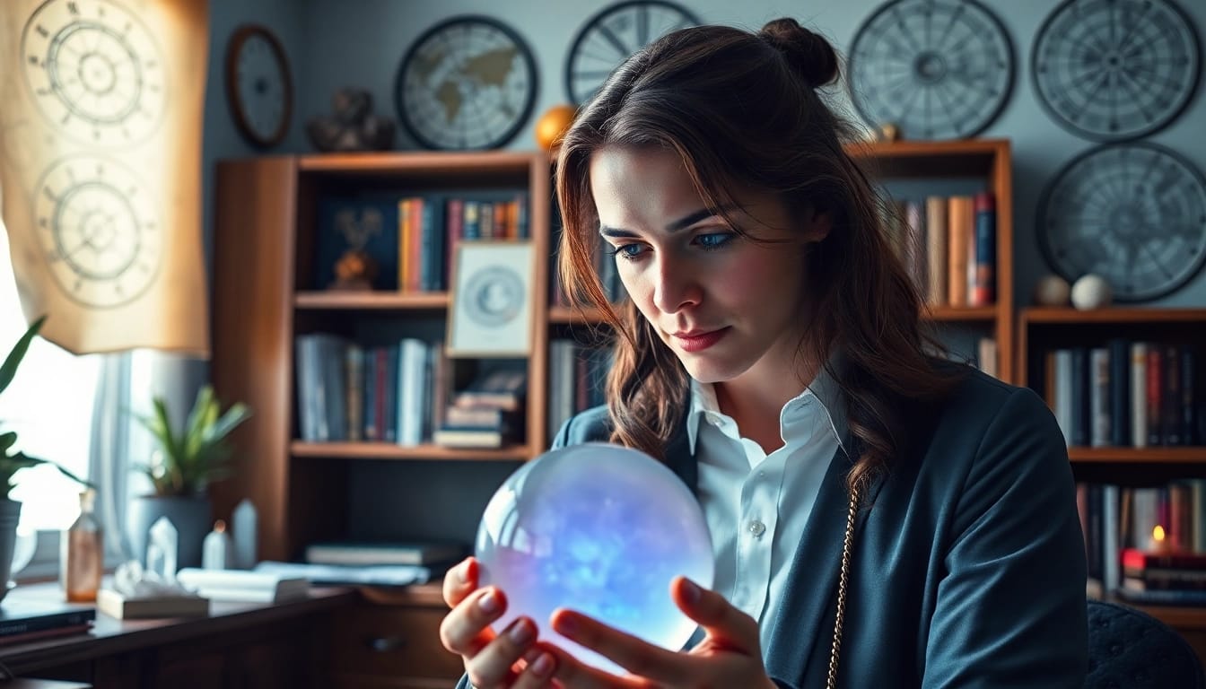 Hellseher online bietet spirituelle Beratung in einem einladenden, mystischen Umfeld.