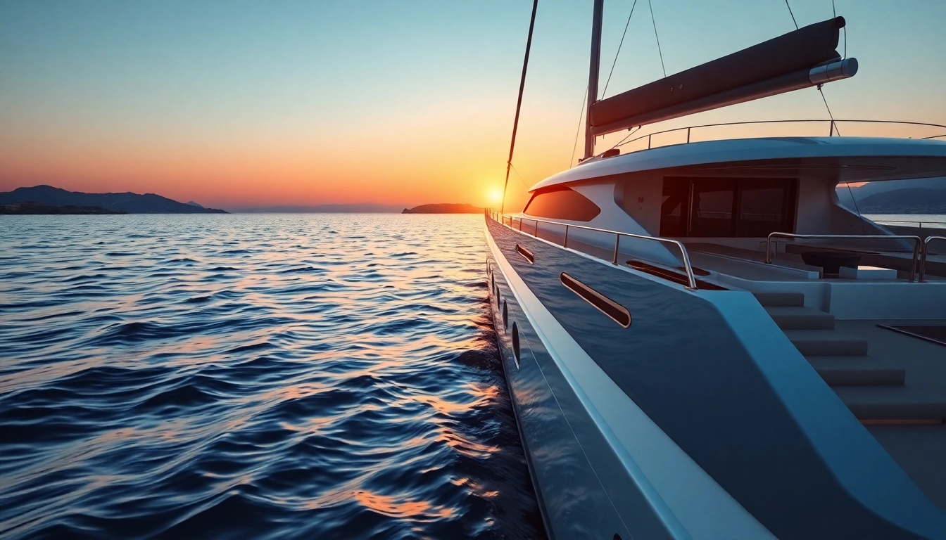 Erleben Sie die Eleganz der Mega Lüfer Yachts im Sonnenuntergang über dem ruhigen Meer.