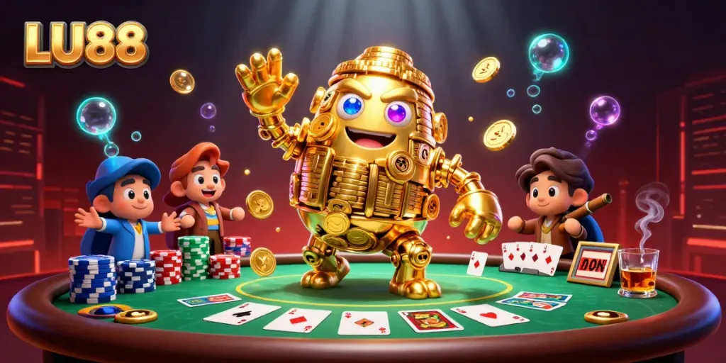 Experience the thrilling atmosphere of LU88 with our vibrant animated casino scene featuring unique character designs and lush game elements.