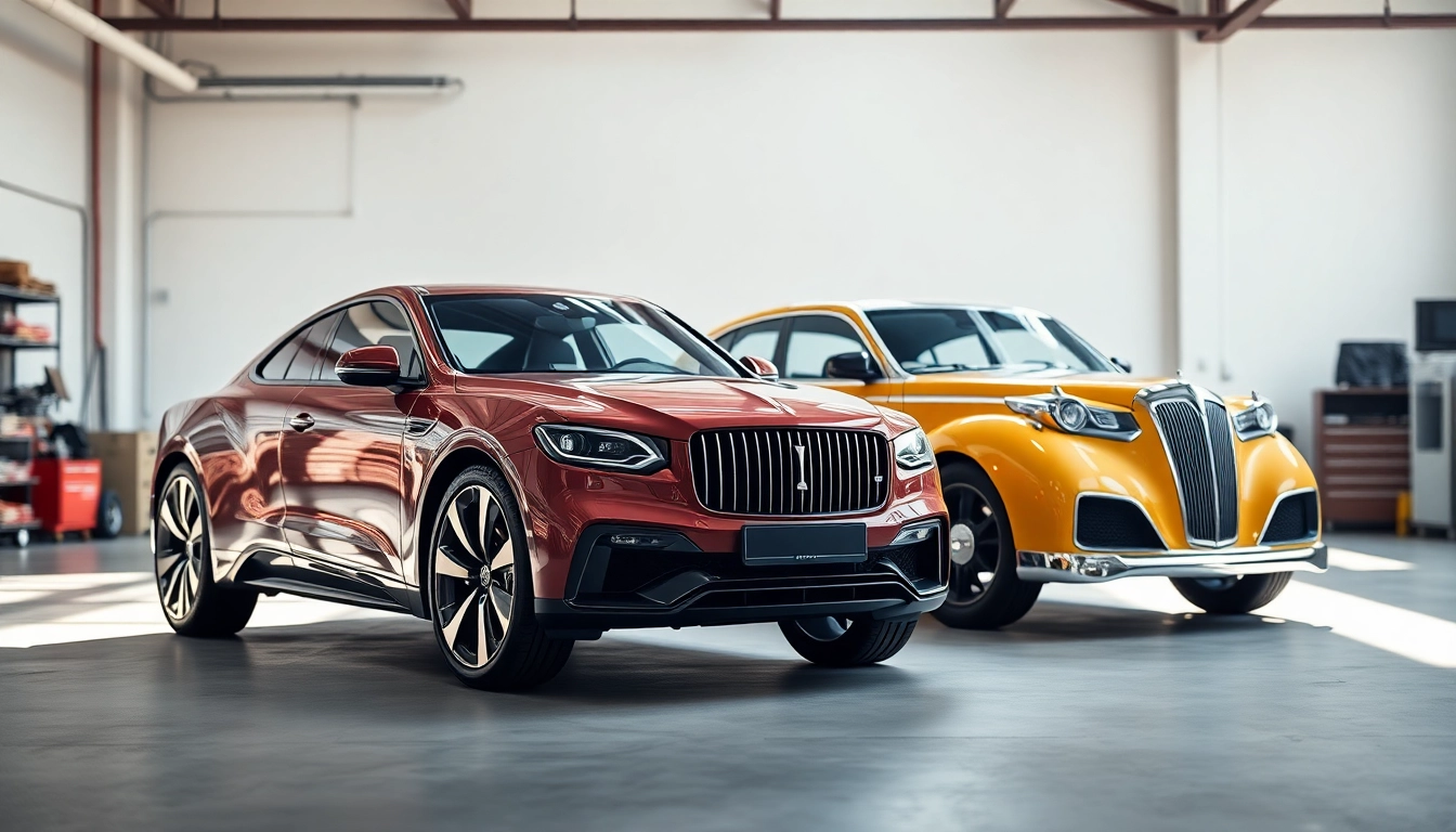 Sportliche Auto Kufen mit präzisen Linien und einzigartigem Design präsentieren sich in einem modernen Workshop.