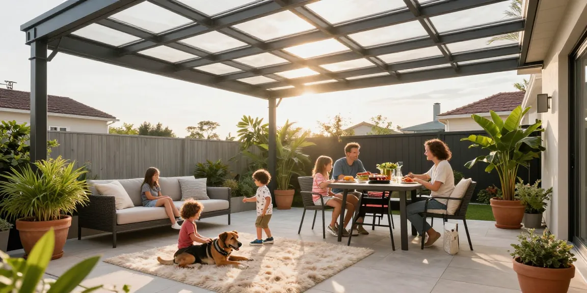 Moderne Terrassenüberdachungen schaffen einen einladenden Außenbereich für Familie und Freunde.