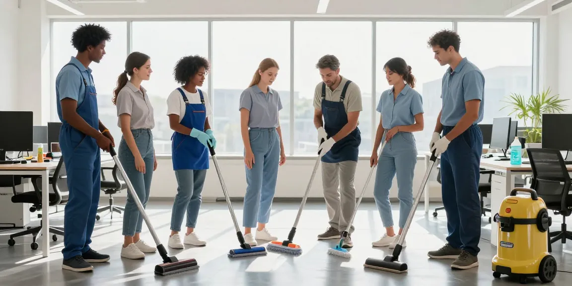 Reinigungsfirmen in Bern team collaborating on efficient cleaning strategies in a modern office.