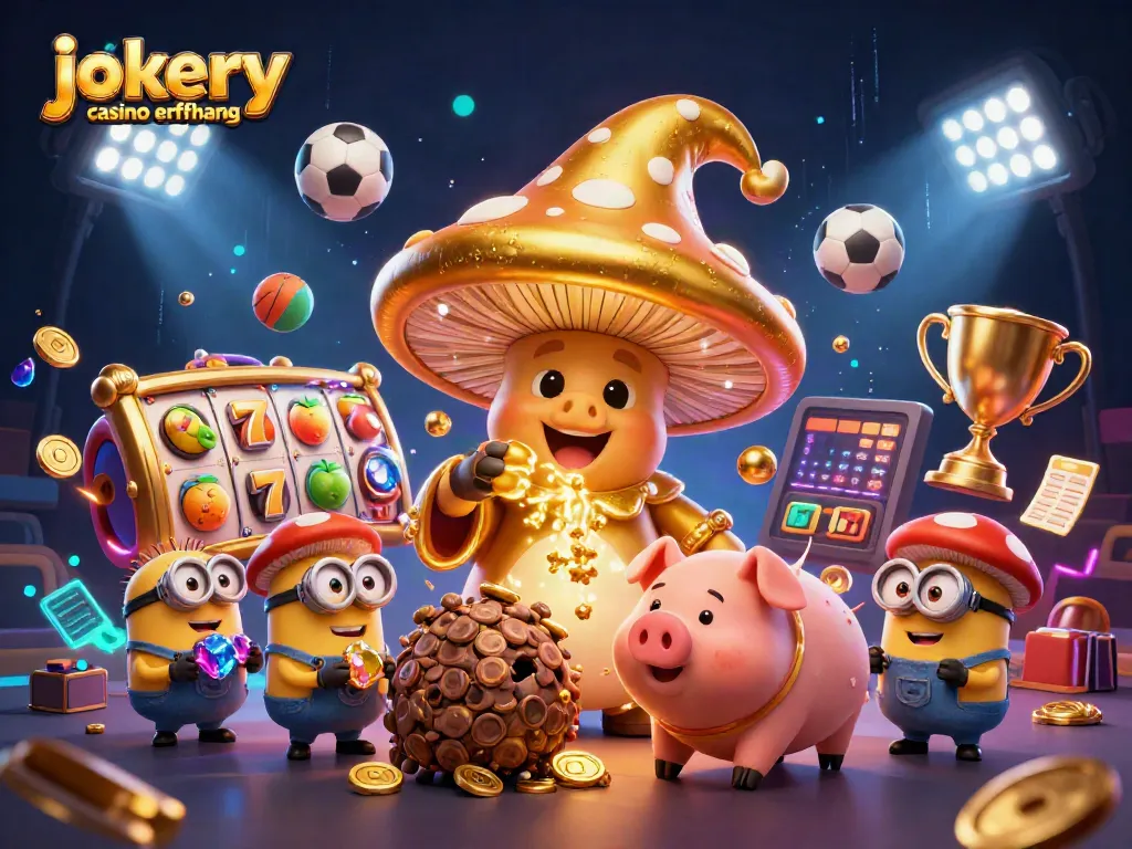 Experience the magical realm of jokery casino erfahrung with a vibrant 3D illustration of a wizard and treasure.