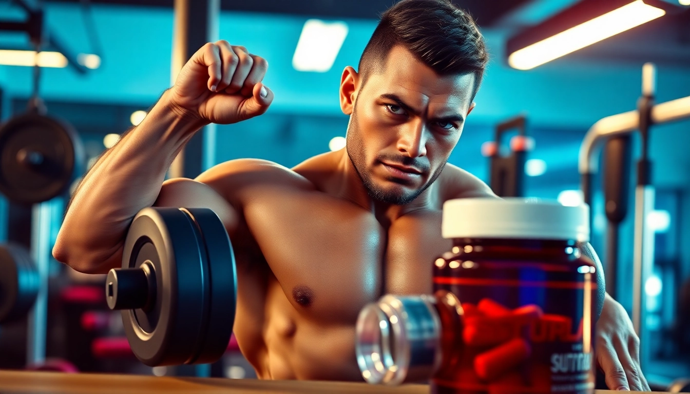 Sustabal Sustanon fördert Muskelaufbau bei Bodybuilder im Fitnessstudio.