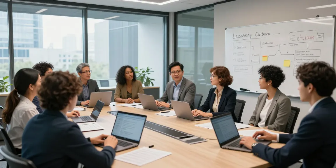 Erfahrene Teammitglieder diskutieren schlechte Arbeitskultur in einem modernen Konferenzraum.