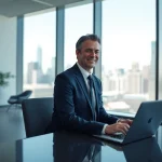 Professioneller Headhunter Schweiz im modernen Büro kommuniziert mit Klienten.