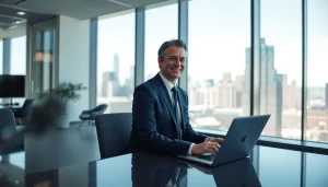 Professioneller Headhunter Schweiz im modernen Büro kommuniziert mit Klienten.