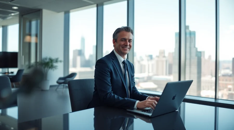 Professioneller Headhunter Schweiz im modernen Büro kommuniziert mit Klienten.