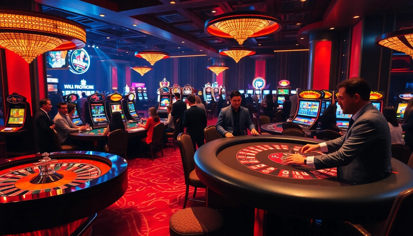 Players enjoying thrilling games and betting at a luxurious casino featuring jl55 one elements.